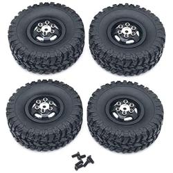 JVSISM Metal Wheel Rim with Rubber Tire Tyre for WPL C14 C24 C34 B14 B24 4X4 4WD 1/16 RC Truck Car Upgrade Parts,Black