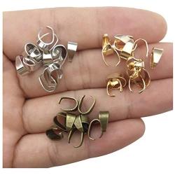 300pcs Mixed Metal Pinch Clip Clasp Bail Finish Necklace Clasps Pendant Clasps Claw Bail,Pendant Clasps, Pinch Clip Clasp Bail for Necklace (M148)