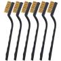 Topspeeder 12 Pieces Wire Brush (Stainless Steel + Brass) Scratch Brush, Curved Handle Masonry Brush Wire Bristle for Cleaning Welding Slag and Rust