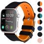 Apple Watch Band Silicone Compatible Apple Watch 38mm 40mm 42mm 44mm, Fullmosa Rainbow Soft Rubber iWatch Band for Apple Watch SE/6/5/4/3/2/1, Black Top/ Pumpkin Orange Bottom 40mm 38mm