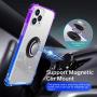 ANSIWEE Designed for iPhone 12 Pro 6.1 Inch Case, Metal Ring Stand Work with Magnetic Car Phone Mount Case Drop Protection Colorful Bumper and Clear Hard Back Cases for iPhone 12 5G (Purple Blue)