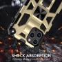 Saputu Compatible with iPhone 12 Pro Max Case, | Military Grade | Invisible Built-in Kickstand and Metal Plate, Anti-Scratch Shockproof Bumper Drop Tested Protective Cover (Gold)