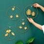 Tinsow 9.5 Inch Iron Wall Sculptures,Gold Metal Ginkgo, Maple, Monstera Leaf Wall Decor Round Wall Ornaments,Easy Installation Great for Bedroom Hanging Parts Hotel Wall Decoration (Gold, 4)