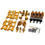 lahomia Metal Upgrade Parts Fits for Wltoys 144001 1/14 - Shock Absorbers & Front Rear Steering Arm & C Carrier - Golden