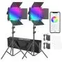 Neewer 2 Packs 530 RGB Led Light with APP Control, Photography Video Lighting Kit with Stands and Bag, 528 SMD LEDs CRI95/3200K- 5600K/Brightness 0-100%/0-360 Adjustable Colors/9 Applicable Scenes