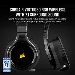 Corsair Virtuoso RGB Wireless Gaming Headset - High-Fidelity 7.1 Surround Sound w/Broadcast Quality Microphone - Memory Foam Earcups - 20 Hour Battery Life - Works with PC, PS5, PS4 – Carbon