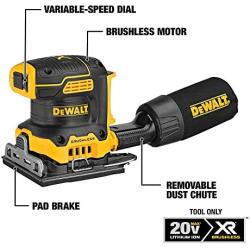 DEWALT 20V MAX XR Palm Sander, Sheet, Variable Speed, 1/4-Inch, Tool Only (DCW200B)