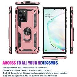 Yerebel Galaxy Note 20 Ultra Case 2020 6.9 inch, [Military Grade] [Metal Ring][Magnetic Support] Defender Heavy Duty Armor Cover for Samsung Galaxy Note 20 Ultra (Rose Gold)