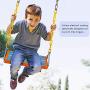 SELEWARE 17.5'' X 8.2'' Non Slip Wooden Swing Seat , Hanging Wooden Tree Swing Seat with 65'' Metal Chain Plastic Coated and Snap Hook Swing Set for Adult Kid Indoor Outdoor Playground Backyard, Blue