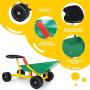 Costzon 8'' Kids Ride-on Sand Dumper, Children Outdoor Sandbox Toy Wheelbarrow Sit On, Heavy Duty Steel Digging Scooper Excavator Crane with 4 Wheels, Metal Garden Play Tools for Boys & Girls (Green)