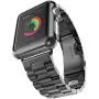 HUANLONG Compatible with Apple Watch Band, Solid Stainless Steel Metal Strap Band w/Adapter+Case Cover for Apple Watch iWatch 38mm (H Black 38mm)