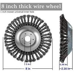 GS 6Pcs 8 Inches Steal Wire Brush Cutter Trimmer Head Set,with Thrust Washer, Rider Plate, Collar Nut, Maintenance Screwdriver, Bevel Washer,Adapter Kit for String Trimmers, Rust Removal, Lawn Mower