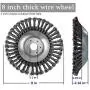 GS 6Pcs 8 Inches Steal Wire Brush Cutter Trimmer Head Set,with Thrust Washer, Rider Plate, Collar Nut, Maintenance Screwdriver, Bevel Washer,Adapter Kit for String Trimmers, Rust Removal, Lawn Mower