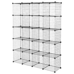 VINGLI Wire Cube Storage, 20-Cube Organizer Metal Grids Shelves, Stackable Storage Bins Multifunction Shelving Unit Modular Cubbies Organizer Bookcase for Home Office (20-Cube)