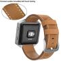 Andyou for Fitbit Blaze Bands Leather with Frame Small Large (5''-8.2''), Genuine Leather Replacement Band with Silver/Rose Gold/Black Metal Frame for Fitbit Blaze Women Men, Black, Brown, White, Gray.