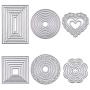 BENECREAT 6 Sets Cutting Dies Cut Metal Scrapbooking Stencils Nesting Die with Clear Storage Box for Festival Chrismas Embossing Photo Album Cards Making - Round, Square, Rectangle, Heart, Flower