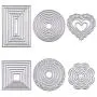 BENECREAT 6 Sets Cutting Dies Cut Metal Scrapbooking Stencils Nesting Die with Clear Storage Box for Festival Chrismas Embossing Photo Album Cards Making - Round, Square, Rectangle, Heart, Flower