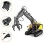 HMANE 3-in-1 RC Excavator Toy, 2.4G Remote Control Construction Truck Full Functional Engineering Excavator Bucket 660° Rotation Rechargeable Battery