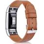 Meliya Leather Bands Compatible with Fitbit Charge 2 Bands for Women and Men, Adjustable Soft Leather Wristband with Metal Clasp for Fitbit Charge 2 (for 5.5''-8.1'' Wrists, Brown)