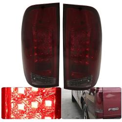 AJP Distributors LED Tail Light Lamp For Ford F150 F250 F350 Style Side (Red Smoke)