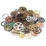 levylisa Bulk 150 Gram Small Plated Wheel Gear,GearJewelry Scrapbooking Charms Wheel,Old Steampunk Watch Parts Pieces Vintage Antique Cogs Wheels (150g)