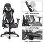 Yaheetech Functional Computer Gaming Chair Ergonomic High Back Racing Chair Leather Office Chair Height Adjustable Desk Chair with Lumbar Support Headrest & Armrest Black/White