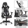 Yaheetech Functional Computer Gaming Chair Ergonomic High Back Racing Chair Leather Office Chair Height Adjustable Desk Chair with Lumbar Support Headrest & Armrest Black/White Yaheetech Functional Computer Gaming Chair Ergonomic High Back Racing Chair Leather Office Chair Height Adjustable Desk Chair with Lumbar Support Headrest & Armrest Black/White