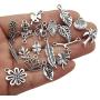 Youdiyla 100pcs Mix Silver Tree Flower Charms Collection, Bulk Mini Small Little Charms Metal Pendant Craft Supplies Findings for Necklace and Bracelet Jewelry Making (HM291)
