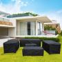 Rattaner Outdoor PE Wicker Furniture Set 7 Pieces Patio Garden Conversation Cushioned Seat Couch Sofa Chair Set-Turquoise Cushion