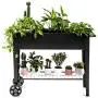 Zizin Raised Garden Planter Box with Legs Outdoor Metal Elevated Garden Bed On Wheels Apartment Vegetables Herb Kit,40''×15'' Black Zizin Raised Garden Planter Box with Legs Outdoor Metal Elevated Garden Bed On Wheels Apartment Vegetables Herb Kit,40''×15'' Black