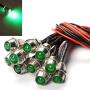 Amotor 10Pcs 8mm 5/16'' LED Metal Indicator Light 12V Waterproof Signal Pilot Lamp Dash Directional Car Truck Boat with Wire (Green)