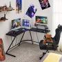Mr IRONSTONE L-Shaped Gaming Desk 50.8'' Computer Corner Game Desk, Home Office Writing Workstation with Large Monitor Stand,Cup Holder & Headphone Hook Textured Carbon Fiber