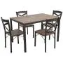 Dporticus 5-Piece Dining Set Industrial Style Wooden Kitchen Table and Chairs with Metal Legs- Espresso Dporticus 5-Piece Dining Set Industrial Style Wooden Kitchen Table and Chairs with Metal Legs- Espresso