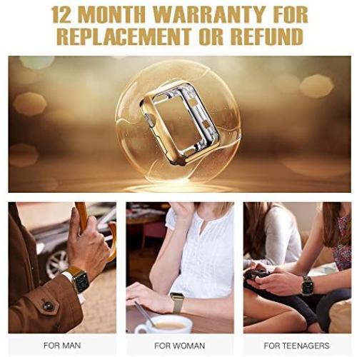 top4cus Environmental Soft Flexible TPU Anti-Scratch Lightweight Protective 38mm Iwatch Case Compatible with Apple Watch Series 5 Series 4 Series 3 Series 2 Series 1 - Gold