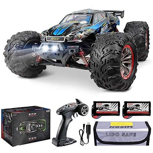 Hosim Large Size 1:12 Scale High Speed 46km+/H 4WD 2.4Ghz Remote Control Truck 9156, Radio Controlled Off-Road RC Car Electronic Monster Truck R/C RTR Hobby Grade Cross-Country Car (Blue)