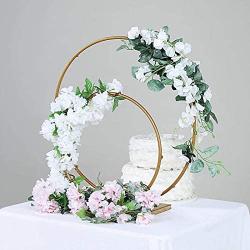 Efavormart 24'' | 16'' Gold Double Metal Hoop Wedding Centerpiece, Flower Stand