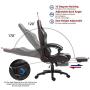 Dowinx Gaming Chair Office Chair PC Chair with Massage Lumbar Support, Racing Style PU Leather High Back Adjustable Swivel Task Chair with Footrest (Black&Red)
