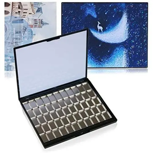 FCLUB Empty Magnetic Watercolor Palette Folding Paint Case - Portable Plastic Paint Palette with 55pcs Rectangle Metal Pans and 1 Big Mixing Area FCLUB Empty Magnetic Watercolor Palette Folding Paint Case - Portable Plastic Paint Palette with 55pcs Rectangle Metal Pans and 1 Big Mixing Area