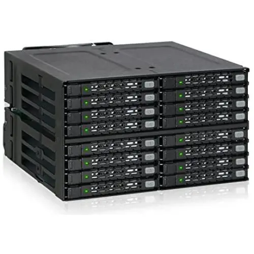 ICY DOCK ToughArmor Rugged Full Metal 16 Bay 2.5” SAS/SATA SSD/HDD Backplane Cage for 2X External 5.25” Bay - MB516SP-B