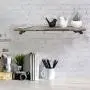 MyGift 24-Inch Wall Mounted Industrial Black Metal Pipe & Rustic Torched Wood Floating Shelf MyGift 24-Inch Wall Mounted Industrial Black Metal Pipe & Rustic Torched Wood Floating Shelf