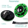 Eletric Car Horn Kit 12V Super Loud High Tone and Low Tone Metal Twin with Green Protective Grill Works on Any 12 Volt Vehicle Horn Including Cars, Trucks, Vans, Motorcycles, Buses, Buses,Boats…