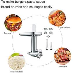 Gvode Food Meat Grinder Attachment for KitchenAid Stand Mixers Included 2 Sausage Stuffers & 4 grinding plates