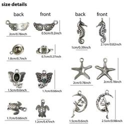 Nairua 120PCS Wholesale Bulk Lots Jewelry Making Silver Charms Mixed Smooth Tibetan Silver Metal Charms Pendants DIY for Necklace Bracelet Jewelry Making and Crafting