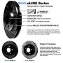 For Nissan Armada, Titan R1 Concepts eLine Front Rear Black Drill Slot Brake Rotors Kit + Ceramic Pads