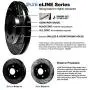 For Nissan Armada, Titan R1 Concepts eLine Front Rear Black Drill Slot Brake Rotors Kit + Ceramic Pads