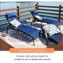 LOKATSE HOME 3 Pieces Outdoor Patio Chaise Lounges Chairs Set Adjustable with Folding Table, Dark Blue Cushions