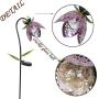 TERESAS COLLECTIONS 27-29.5 inch 2 Pack Metal Solar Flower Lights, Tulip Solar Garden Lights Flower Stake with Crackle Glass Ball Lights for Outdoor Patio Yard Decorations