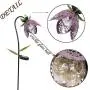 TERESAS COLLECTIONS 27-29.5 inch 2 Pack Metal Solar Flower Lights, Tulip Solar Garden Lights Flower Stake with Crackle Glass Ball Lights for Outdoor Patio Yard Decorations