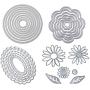 4 Sets / 27 PCS Metal Cutting Dies Stencil for Card Making Scrapbooking DIY Album Paper, TuNan Carbon Steel Template Molds, Embossing Tool for Envelope Gift Box - Flowers, Leaves, Circle, Oval