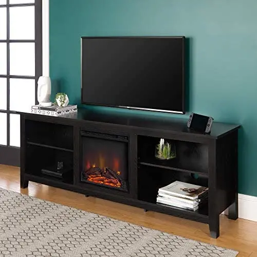 Walker Edison Wren Classic 4 Cubby Fireplace TV Stand for TVs up to 80 Inches, 70 Inch, Black Walker Edison Wren Classic 4 Cubby Fireplace TV Stand for TVs up to 80 Inches, 70 Inch, Black